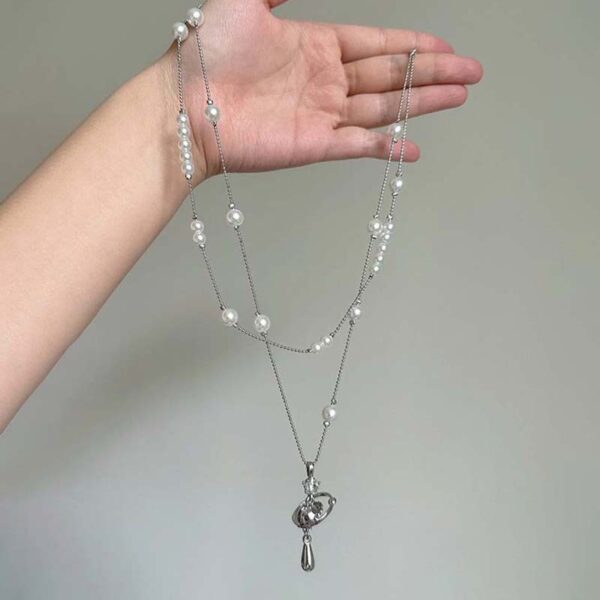 Wholesale Pearl Saturn Cross Detachable Stackable Necklace