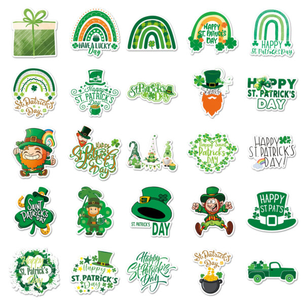 O1CN018je98s1rmHreia3sU_2217918695673-0-cib Wholesale 50pcs St. Patrick's Day green rainbow word hats Waterproof Vinyl Stickers