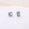 Wholesale Shallow Sea Blue Rectangular S925 Sterling Silver Stud Earrings