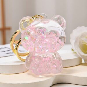 Glow-in-the-dark bear [pink] / Keychain + luminous oil bottle