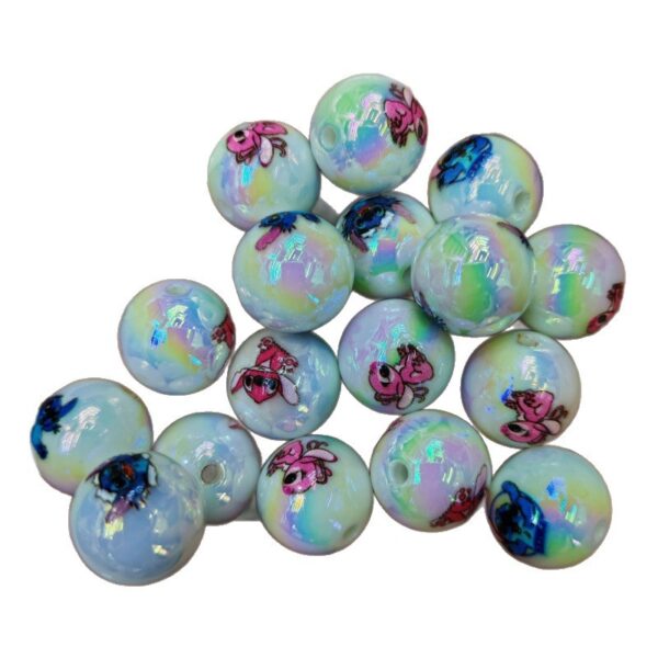 Wholesale 10pcs Color Plated Cartoon Round Acrylic Beads OLY Exclusive