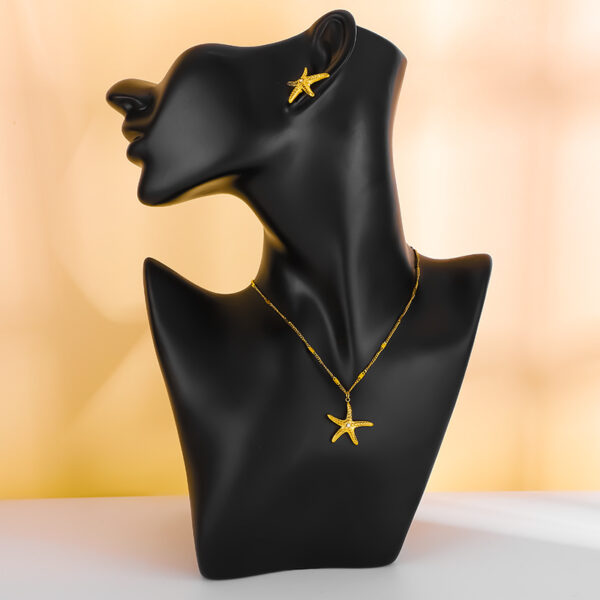 O1CN018kZyip1BunLROIgyB_2213931980006-0-cib Wholesale Summer Little Starfish Diamond-Studded Necklace and Earrings Stainless Steel Jewelry Set