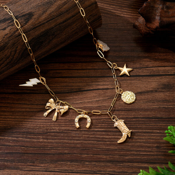 Wholesale Butterfly Star Lightning Western Cowboy Boots Horseshoe Necklace