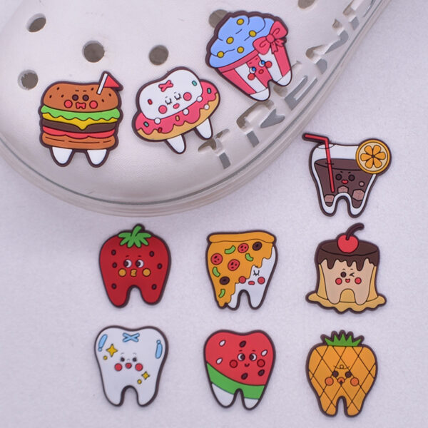 Wholesale Cute cartoon food teeth series Croc Charms