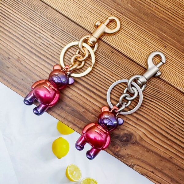 Wholesale Colorful Metal Gradient Bear Keychain