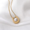 Wholesale U-shaped pearl stainless steel plated necklace