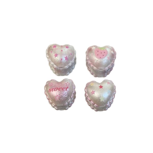 Wholesale 10pcs silk printed flower heart relief acrylic beads