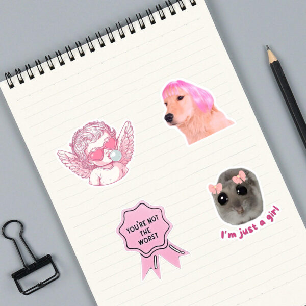 Wholesale 55 Pink Emoji Doodle Stickers Cute Funny Waterproof Vinyl Stickers