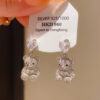 Wholesale Zircon Love White Bear Cartoon Earrings
