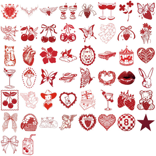 Wholesale 50pcs Cartoon Valentine's Day Simple Graffiti Stickers