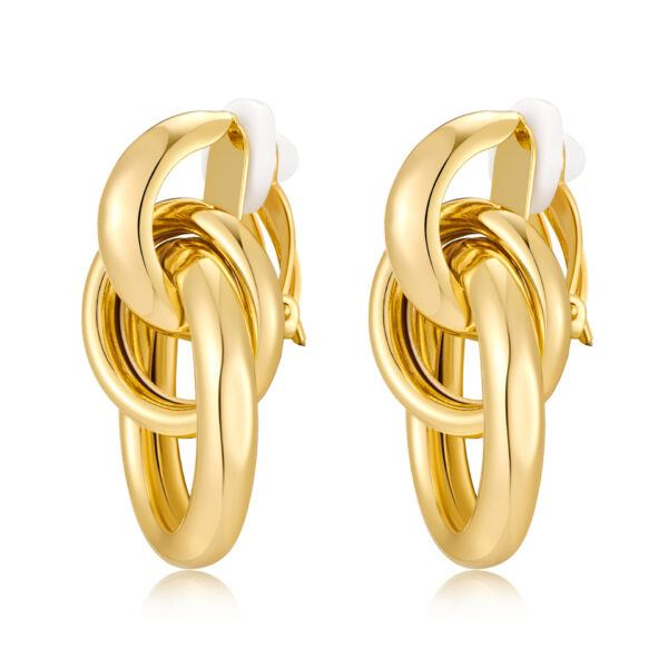 Wholesale Copper gold-plated double round two ring interlocking earrings