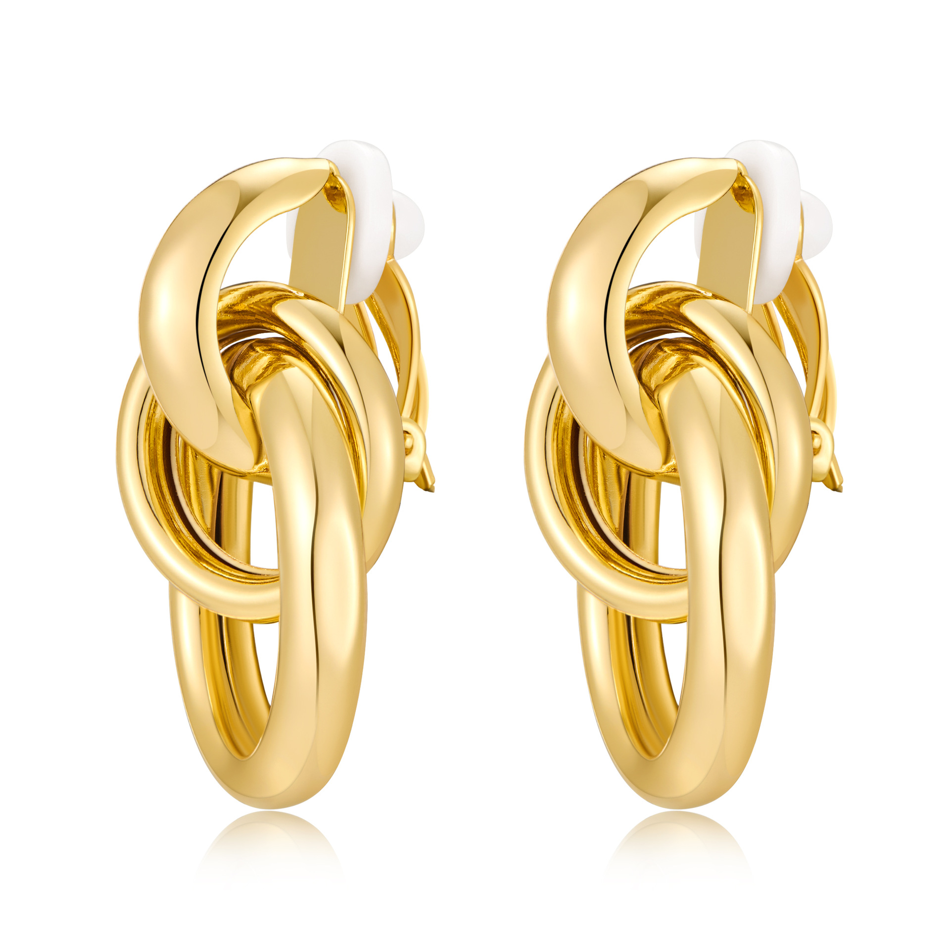 Wholesale Copper gold-plated double round two ring interlocking earrings