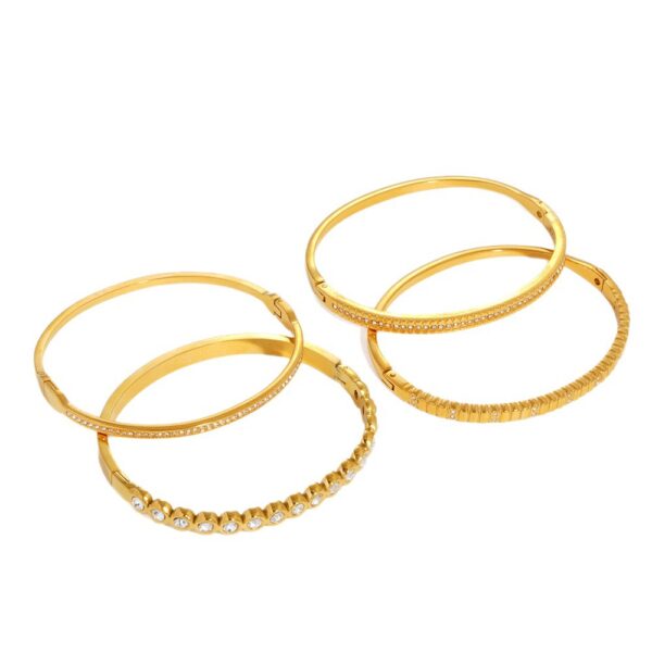 Wholesale minimalist micro-inlaid zircon stacking versatile stainless steel bracelet