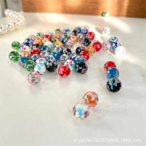 Wholesale Handmade interior painted glass flower color plated through-hole beads loose beads DIY bracelet necklace mobile phone chain pendant beaded accessories