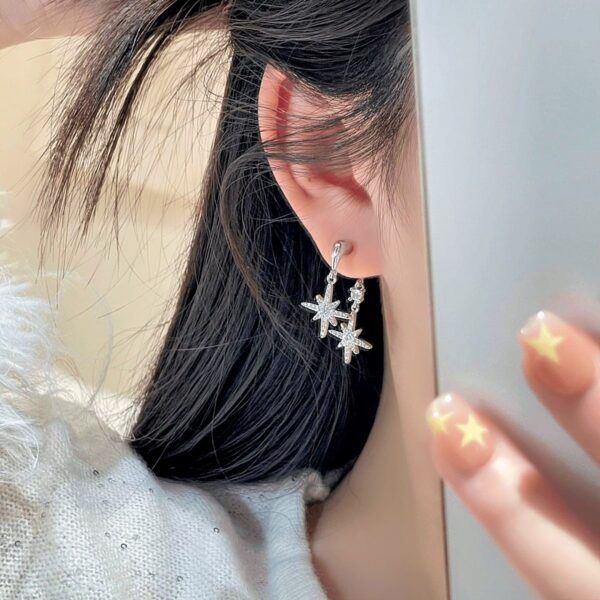 Wholesale Silver sparkling zircon octagonal earrings