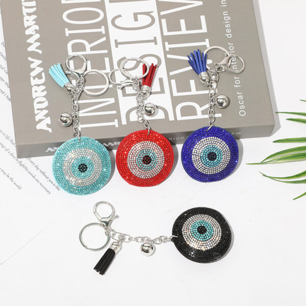 Wholesale Diamond Devil Evil Eye Keychain Bag Tassel Pendant Key