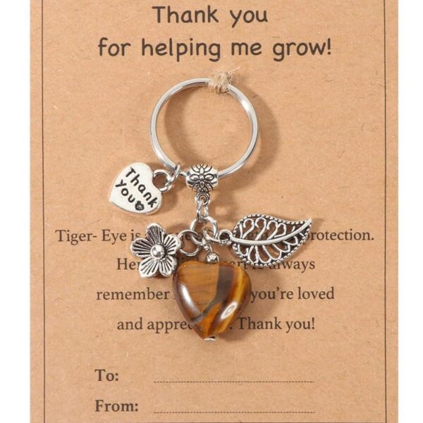 Wholesale Pink crystal amethyst tiger eye green heart-shaped keychain