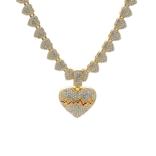 Wholesale Valentine's Day Love ECG Full Diamond Necklace