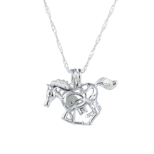 Wholesale Hollowed-out glow-in-the-dark horse Halloween necklace