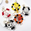 Wholesale Silicone Beaded Tassel Charm Bracelet Keychain Wood Beads Ball Pendant