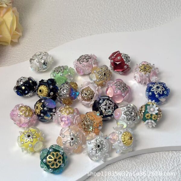 Wholesale Multiple styles of Nepalese beads with inlaid rhinestones, heavy-duty and light luxury handmade beading DIY materials, loose beads, and aessories.