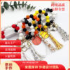 Wholesale Silicone Beaded Tassel Charm Bracelet Keychain Wood Beads Ball Pendant