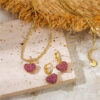 Wholesale two-color love pendant necklace earrings suit