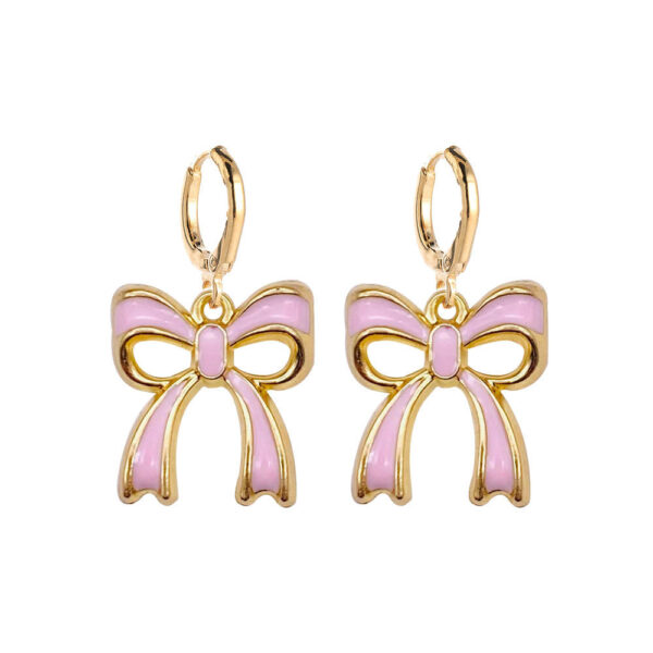 Wholesale Oil-spray colored bow pendant Valentine's Day earrings