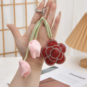Tulip red / Keychain + plum blossom