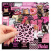 Wholesale 55pcs pink and black English cartoon Waterproof Vinyl Stickers