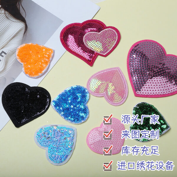 Wholesale Multi colored love sequins cartoon embroidery DIY Patches