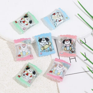 Wholesale 10pcs 14mm printed cartoon bear candy block acrylic beads