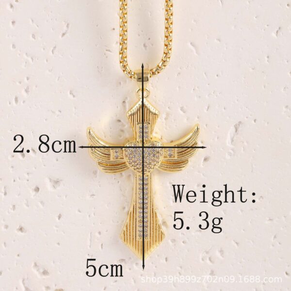 Wholesale Gold plated micro inlaid zircon cross pendant necklace