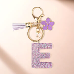 Purple e keychain