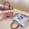 Wholesale Checkered cherry polka dot bow cute crossbody bag handbag