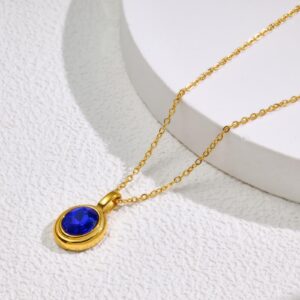 C55 blue zircon clavicle chain gold