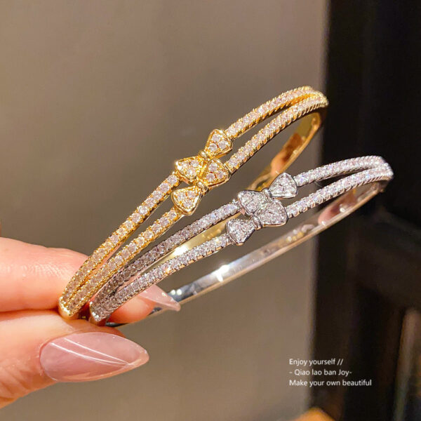 Wholesale 18k genuine gold electroplated zircon bow buckle bracelet