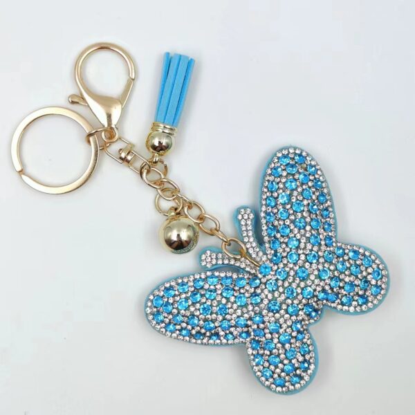 Wholesale Butterfly Creative All-match Bag Pendant Personalized Tassel Keychain Hot Diamond