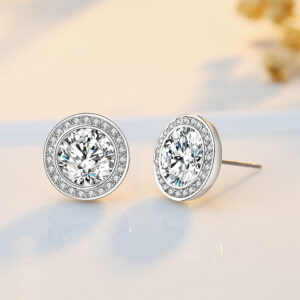 Wholesale Single round diamond set with zircon earrings