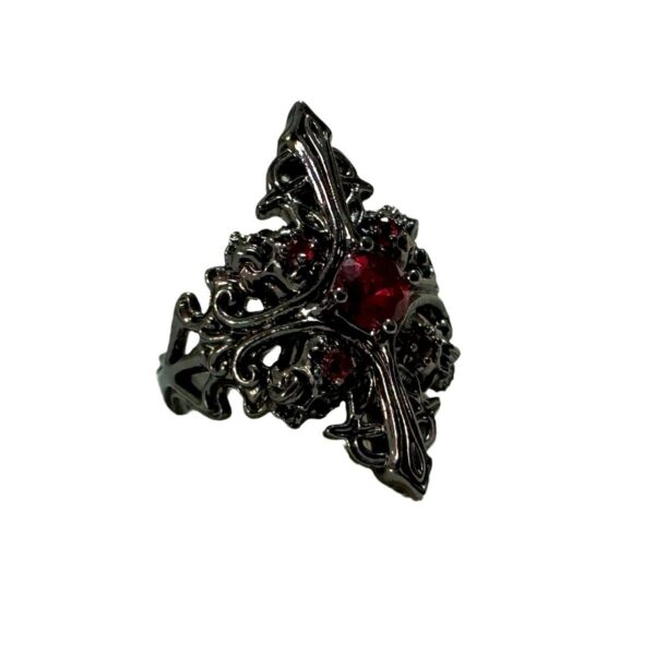 Wholesale Black Cross Diamond Set Red Open Ring
