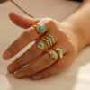 Wholesale Titanium Steel Inlaid Turquoise Ring