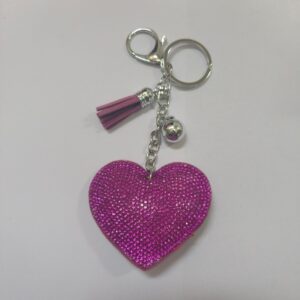 Purple [white k silver buckle] / Keychain + love + small tassel