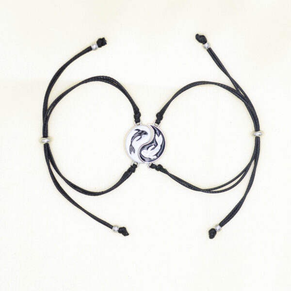 Wholesale black and white tai chi couple bracelet two fish handmade gossip totem