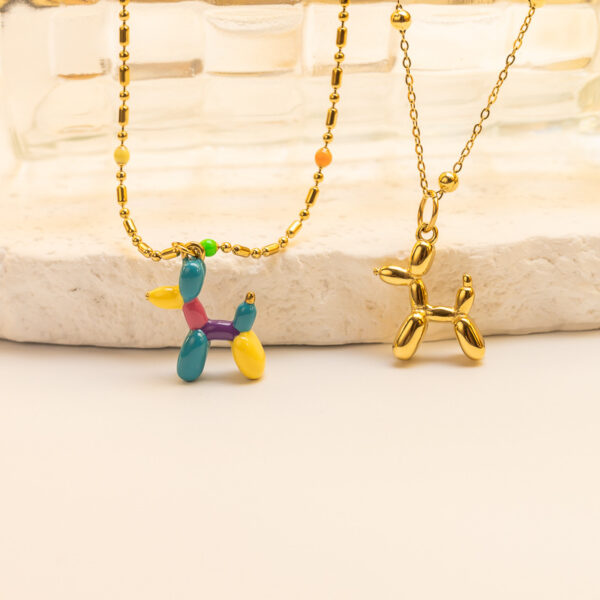 Wholesale colorful oil drop enamel not fade oil painting dog necklace