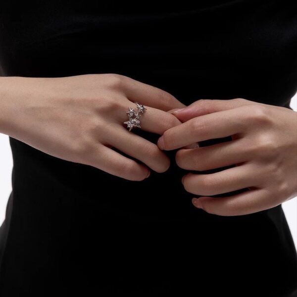 Wholesale Silver starfish ocean zircon open ring