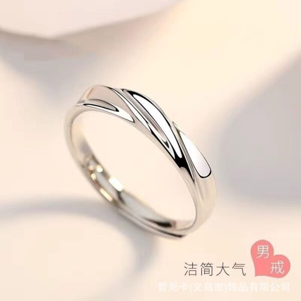 Wholesale Copper Inlaid Zircon Silver Stylish Cool Wedding Ring Couples' Rings