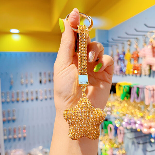 Wholesale Cute cartoon full diamond pentagram keychain