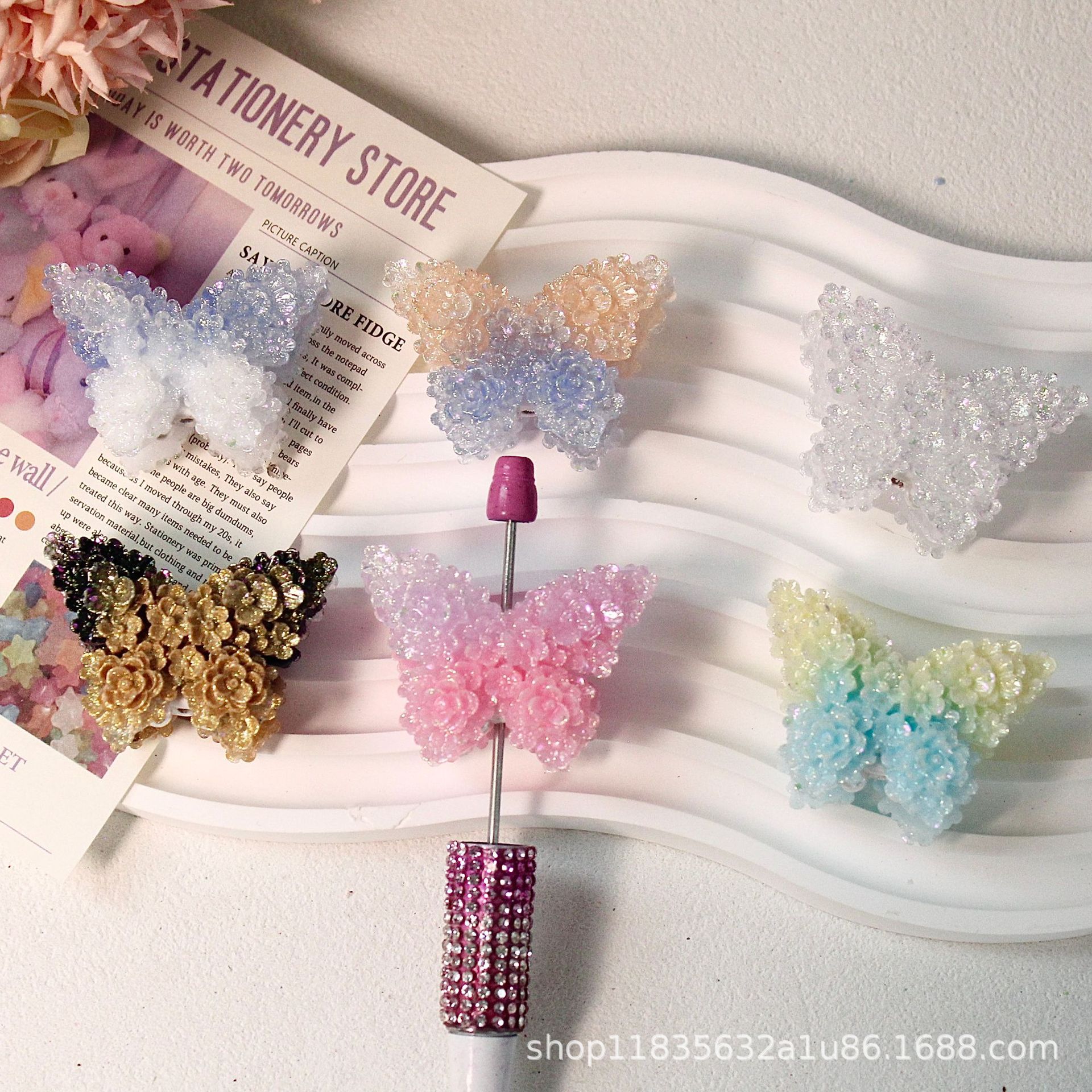 Wholesale colored butterfly sugar beads