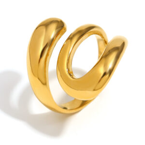 Three-layer open snake ring-gold / No. 7