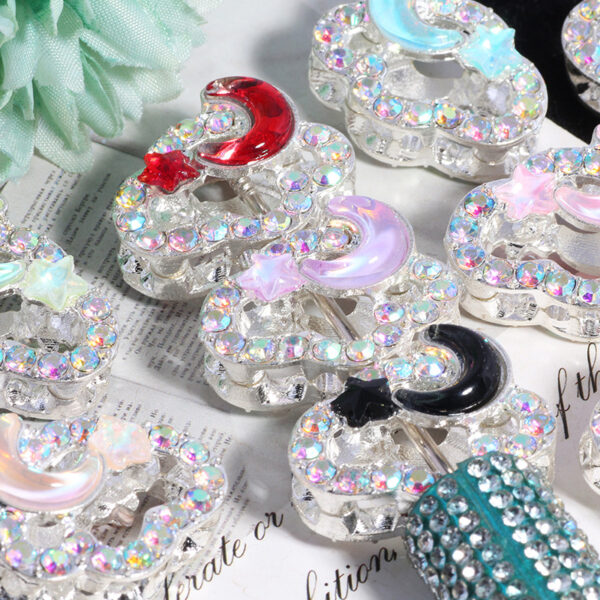 Wholesale 3pcs Fully Diamond Auspicious Cloud Star Moon Beads